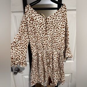 Spotted Cream and Brown Romper!